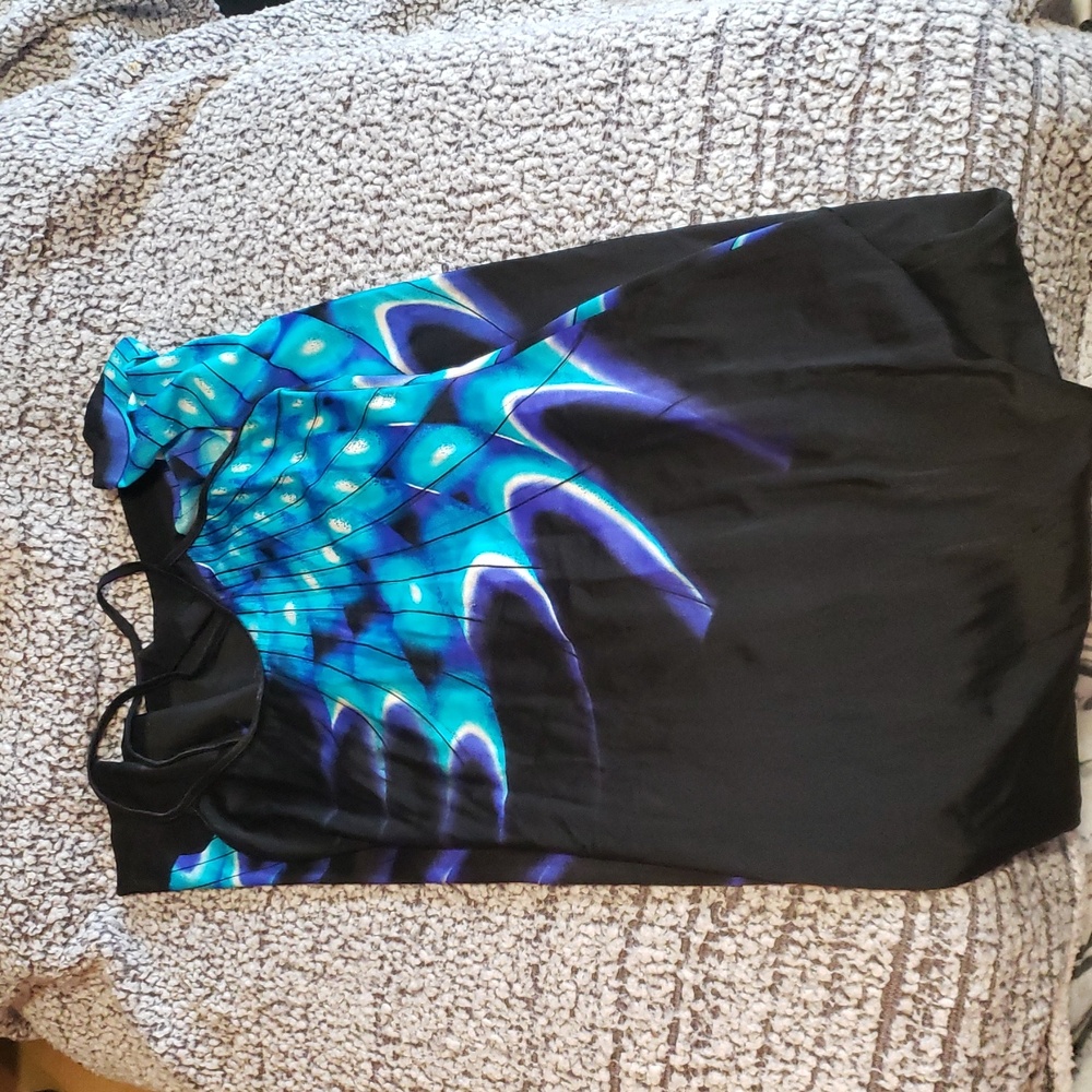Chic Backless Crisscross Bodycon Electric Blue Tye-Dye Stretchy Dress